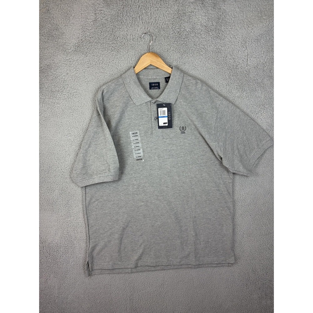 IZOD Polo Shirt Mens XL Gray Silk Wash 100% Cotton Knit Short Sleeve Casual New